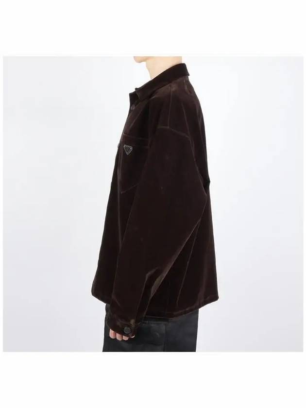 SC657 12HO F0192 Logo Velvet Overshirt - PRADA - BALAAN 3