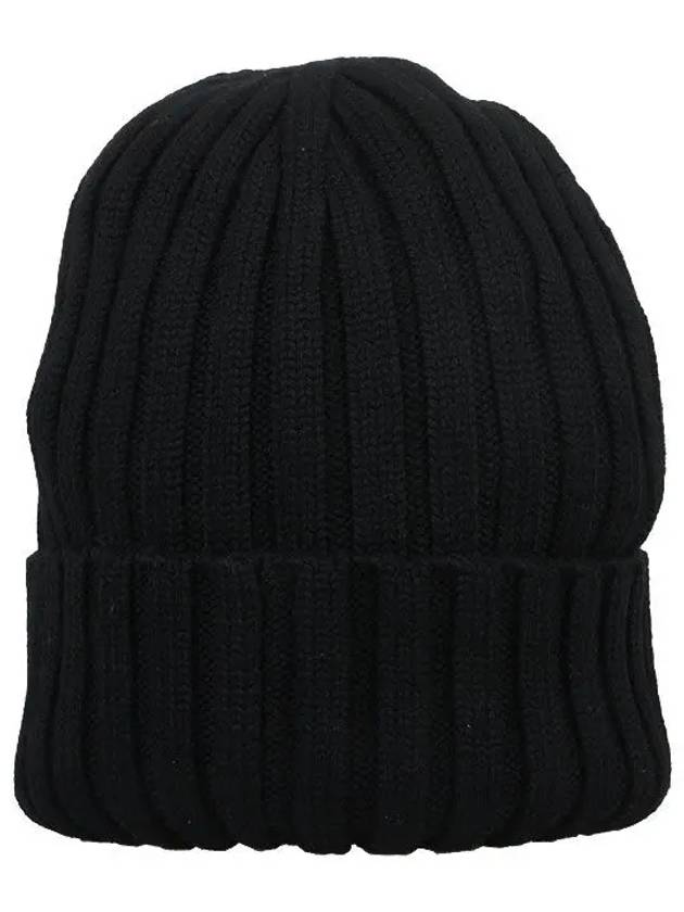 Logo Patch Wool Beanie Black - MONCLER - BALAAN 3