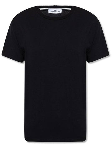 Side Logo Patch Round Short Sleeve T-Shirt Black - STONE ISLAND - BALAAN 1