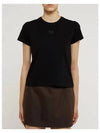 Logo Shrunken Cotton Jersey Short Sleeve T-Shirt Black - ALEXANDER WANG - BALAAN 5