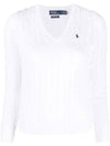 Women's Logo Embroidered Knit Top White - POLO RALPH LAUREN - BALAAN.