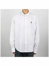 Button Down Boxy Fit Oxford Long Sleeve Shirt Natural White - AMI - BALAAN 3