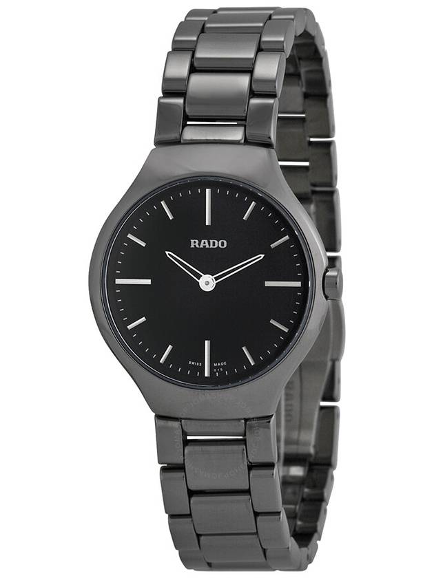 Rado True Thinline Black Dial Gunmetal Ceramic Ladies Watch R27956152 - RADO - BALAAN 1