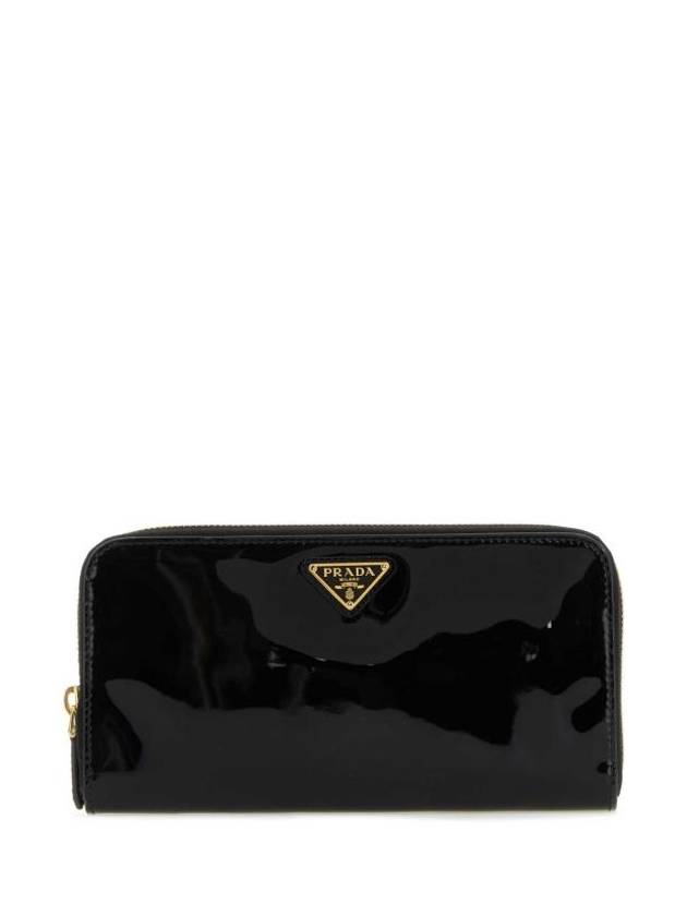 Patent Leather Zip Around Long Wallet Black - PRADA - BALAAN 1