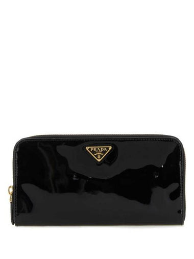 Patent Leather Zip Around Long Wallet Black - PRADA - BALAAN 1