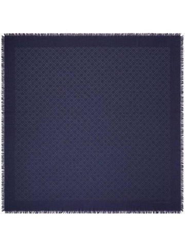 T Monogram Jacquard Traveler Scarf Navy - TORY BURCH - BALAAN 1