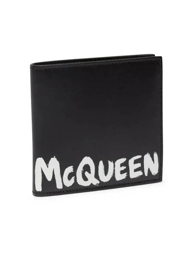 Graffiti Signature Logo Half Wallet Black - ALEXANDER MCQUEEN - BALAAN 3