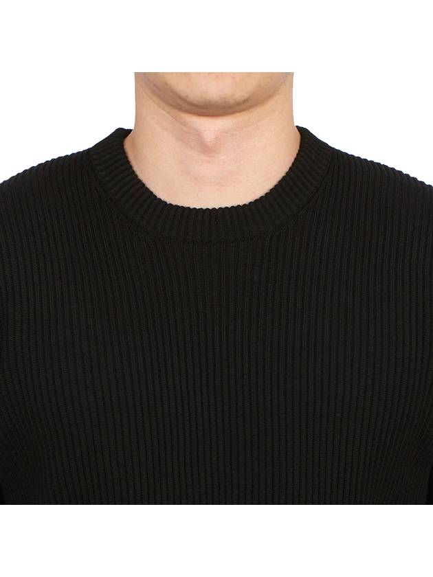 Crewneck Full Rib Wool Knit Top Black - STONE ISLAND - BALAAN 7