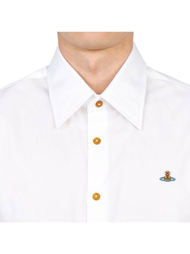 Men's Embroidered ORB Long Sleeve Shirt White - VIVIENNE WESTWOOD - BALAAN 7