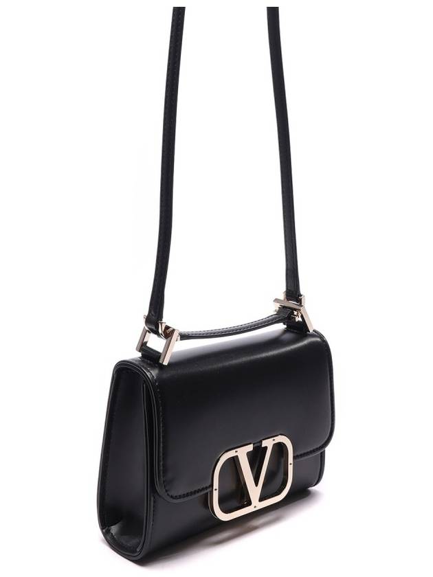 V Logo Type Small Leather Shoulder Bag Black - VALENTINO - BALAAN 4