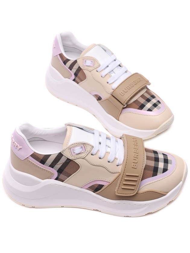 Women's Velcro Check Low-Top Sneakers Beige - BURBERRY - BALAAN 6