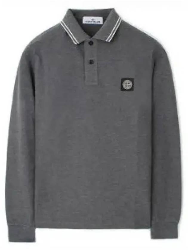 Slim Long Sleeve Cotton Polo Shirt Charcoal - STONE ISLAND - BALAAN 2