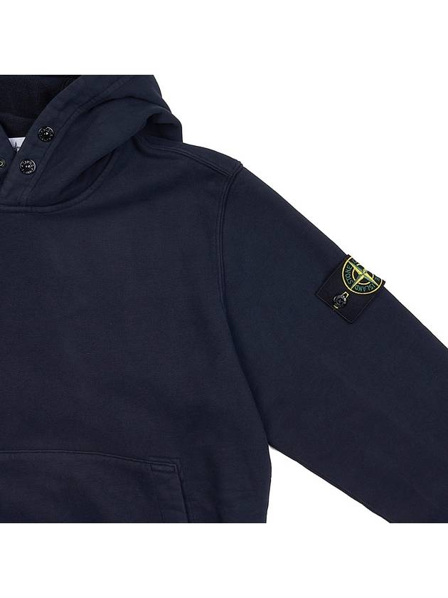 Snap Brushed Cotton Fleece Hoodie Navy - STONE ISLAND - BALAAN 5