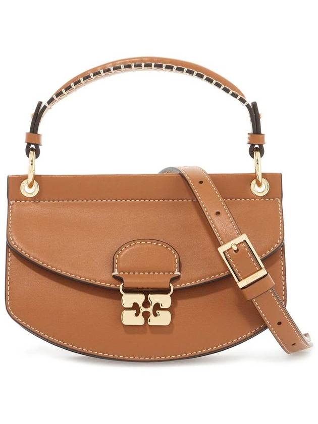 'Apo-G' Brown Crossbody Bag With Logo Plaque On The Front And Adjustable Shoulder Strap In Leather Woman - GANNI - BALAAN 5