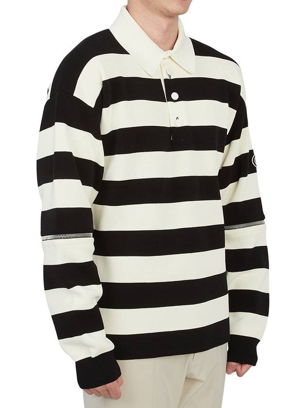 Men's Striped Cotton Polo Shirt Ivory Black - GUCCI - BALAAN 4