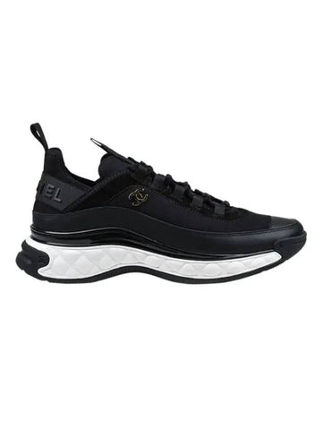 Mixed Fibers Velvet Calfskin Low Top Sneakers Black - CHANEL - BALAAN 1