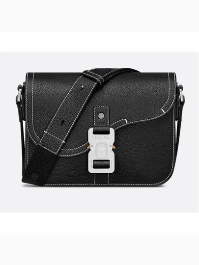 Saddle Mini Strap Grained Calfskin Messenger Bag Black - DIOR - BALAAN 2