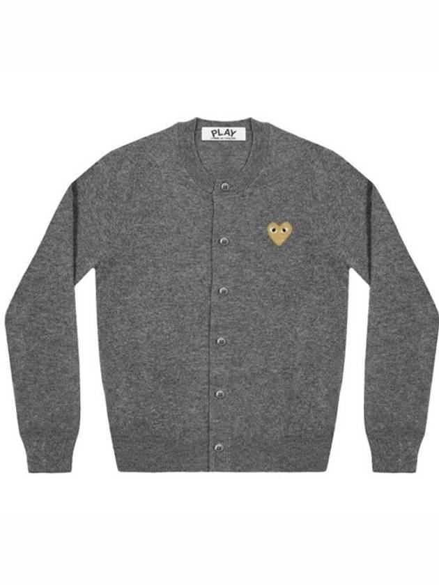 Comme des Gar ons Gold Wappen Wool Round Neck Cardigan Charcoal - COMME DES GARCONS PLAY - BALAAN 2