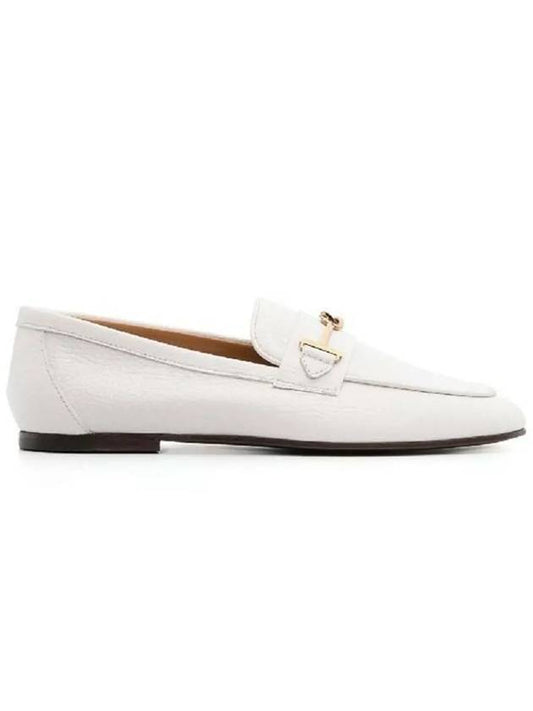 Women's Double T Logo Leather Loafers White - TOD'S - BALAAN 2