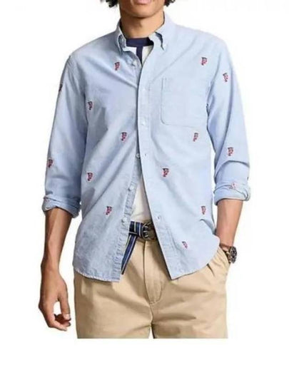 All Over P-Wing Classic Fit Long Sleeve Shirt Light Blue - POLO RALPH LAUREN - BALAAN 2