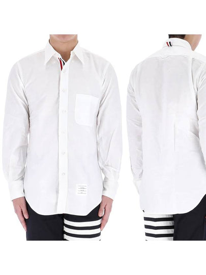 Men's Logo Patch Classic Cotton Long-Sleeve Shirt White - THOM BROWNE - BALAAN 2