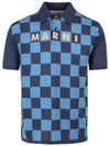 Logo Checkerboard Polo Shirt Blue - MARNI - BALAAN.