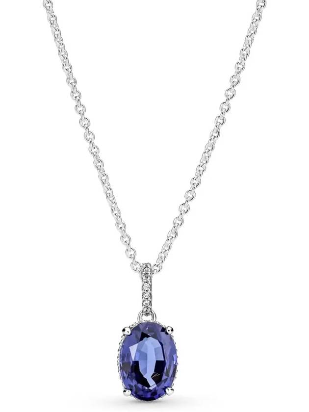 Sparkling Statement Halo Pendant Necklace Blue - PANDORA - BALAAN 2