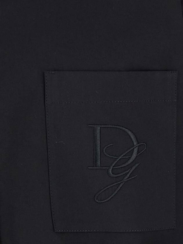 Black Shirt With Pointed Collar And Logo Detail In Cotton Stretch Man - DOLCE&GABBANA - BALAAN 3