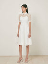 AGNES Half Sleeve Flare Long One Piece White - AME - BALAAN 3