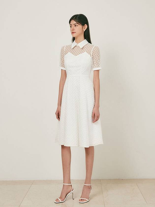 Agnes Half Sleeve Flare Midi Dress White - AME - BALAAN 3