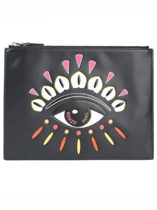 Big Eye Leather Clutch Black 2PM602 L22 99 1064950 - KENZO - BALAAN 1