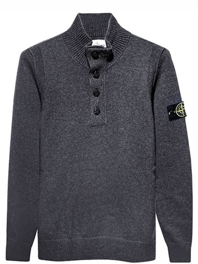 Wappen Patch Button Knit Top Charcoal - STONE ISLAND - BALAAN 2