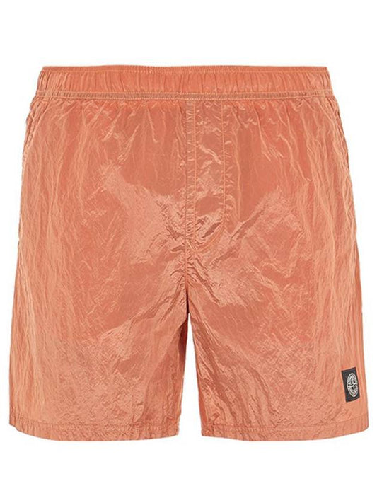 Men's Logo Patch Nylon Metal Swim Shorts Orange - STONE ISLAND - BALAAN 2