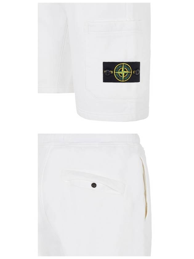 Waffen Patch  Fleece Bermuda Shorts White - STONE ISLAND - BALAAN 6