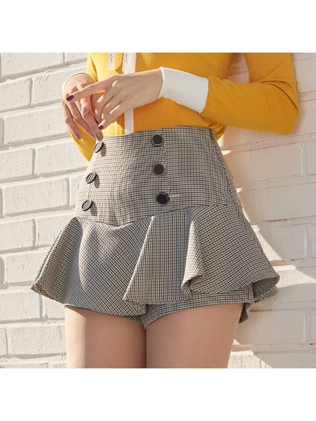 golf wear check button flower skirt Check button flower skirt Brown - J JANE - BALAAN 1