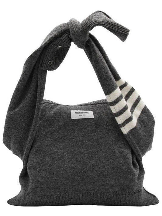 Signature Intarsia Striped Tie Sweater Shoulder Bag Gray - THOM BROWNE - BALAAN 1