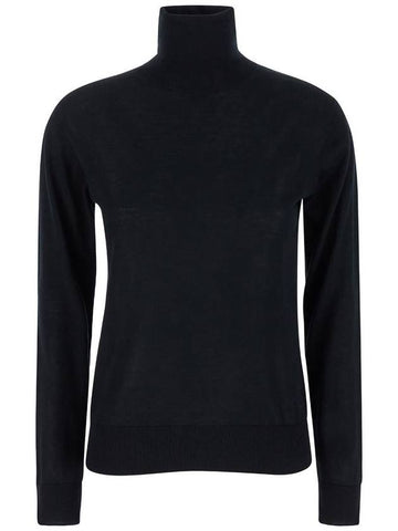 Black High Neck Pullover With Ribbed Trim In Wool Woman - SEMI COUTURE - BALAAN 1