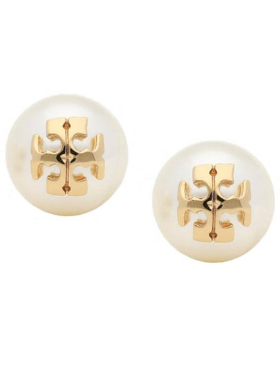 Crystal Pearl Stud Earrings Gold - TORY BURCH - BALAAN 2