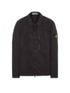 Wappen Patch Old Treatment Zip-Up Overshirt Black - STONE ISLAND - BALAAN 2