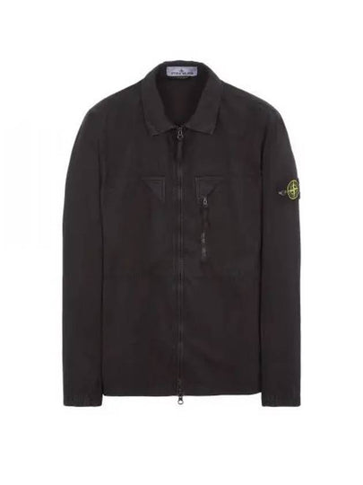 Wappen Patch Old Treatment Zip-Up Overshirt Black - STONE ISLAND - BALAAN 2