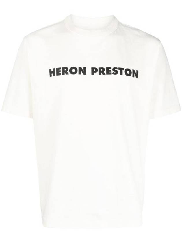 Logo Slogan Printed Short Sleeve T-Shirt White - HERON PRESTON - BALAAN 1