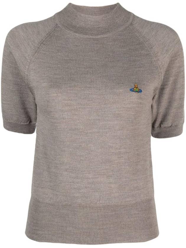 ORB Embroidery Logo Wool Knit Top Grey - VIVIENNE WESTWOOD - BALAAN 1