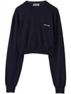 Logo Wool Knit Top Navy - MIU MIU - BALAAN 2