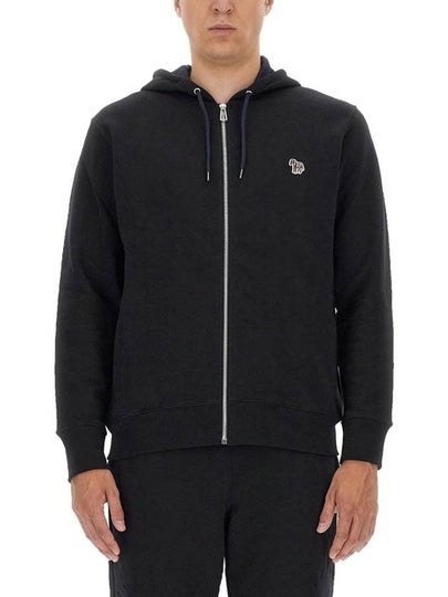 Zebra Logo Cotton Zip Up Hoodie Black - PAUL SMITH - BALAAN 2