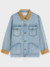 Trucker Oversized Fit Denim Jacket Blue - CELINE - BALAAN 2