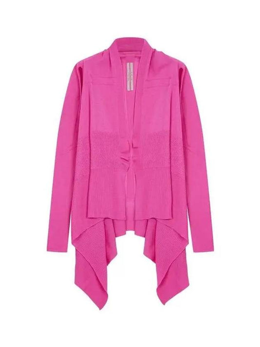 WOMEN Draped Wool Open Cardigan Dark Pink - RICK OWENS - BALAAN 1