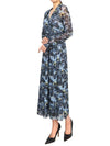 Women's Floral Wrap Long Dress Blue - GANNI - BALAAN 7