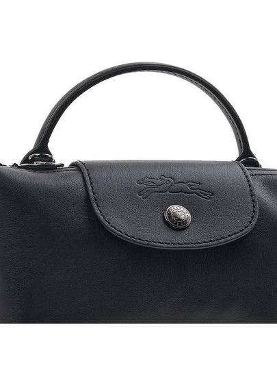 Le Pliage Logo Leather Tote Bag Black - LONGCHAMP - BALAAN 8