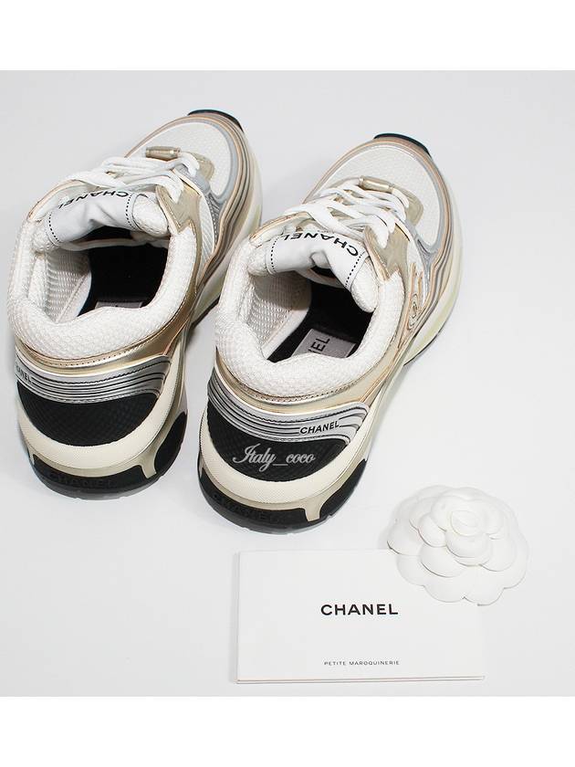 Fabric Laminated Low Top Sneakers Gold - CHANEL - BALAAN 6