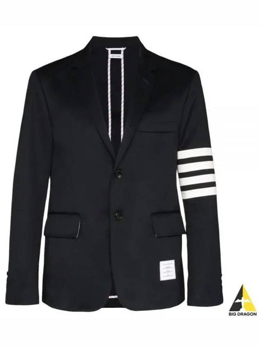 4 Bar Armband Cotton Blazer Jacket Navy - THOM BROWNE - BALAAN 2